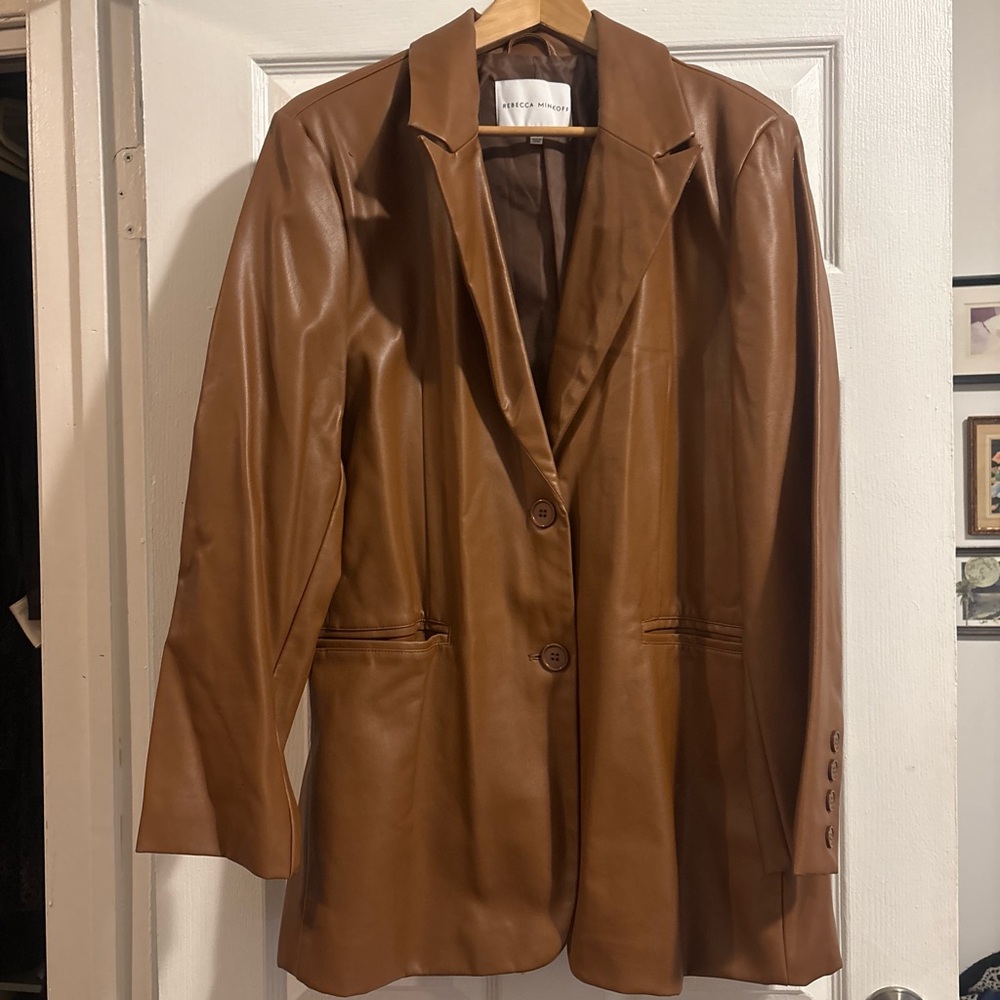 Vintage-Inspired Rebecca Minkoff Brown Leather Blazer Jacket
